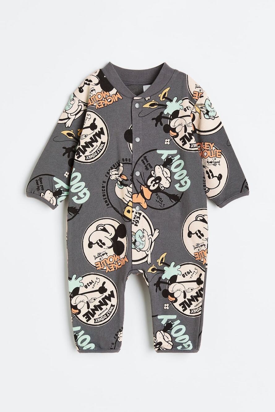 H&M Gray Mickey Mouse & Friends Sweatshirt Romper Size 6 Months New